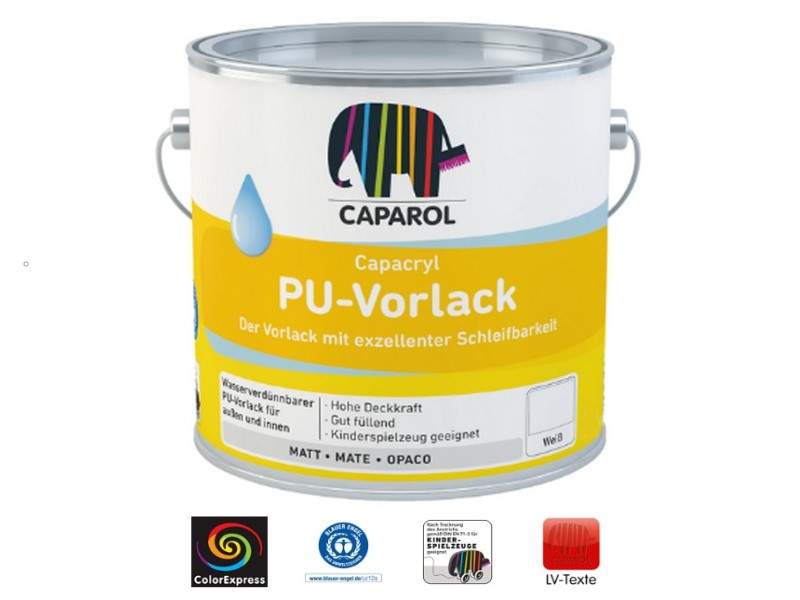 Caparol Capacryl PU Vorlack Weiß 2,4 L – füllender PU‑Acryl‑Vorlack für Holz und Metall
