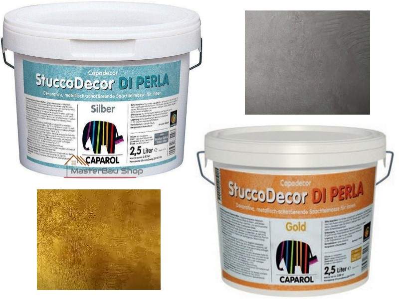 Caparol StuccoDecor DI PERLA 2,5 L Gold | Silber Dekorative Spachtelmasse für Innenräume
