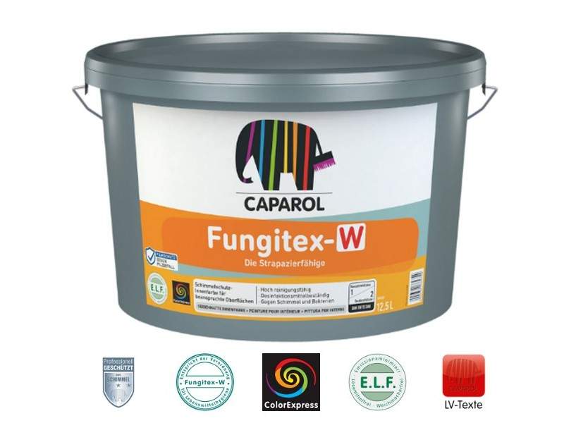 Caparol Fungitex W 12,5 L Latexfarbe weiß – antibakterielle und schimmelhemmende Innenfarbe für Feuchträume