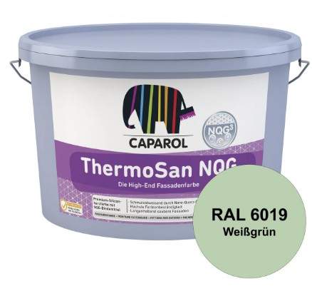 Caparol ThermoSan NQG 10 L – Premium Fassadenfarbe RAL 6019 Weißgrün mit Nano‑Quarz‑Technologie